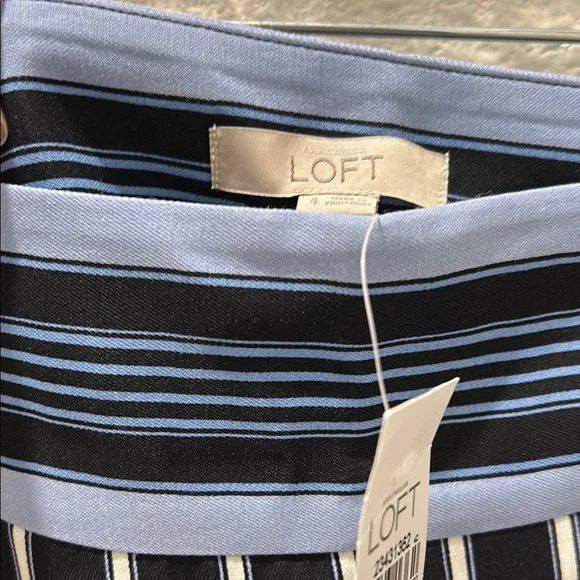 LOFT Chic Striped Skirt with Blue Waistband - Picture 6 of 6